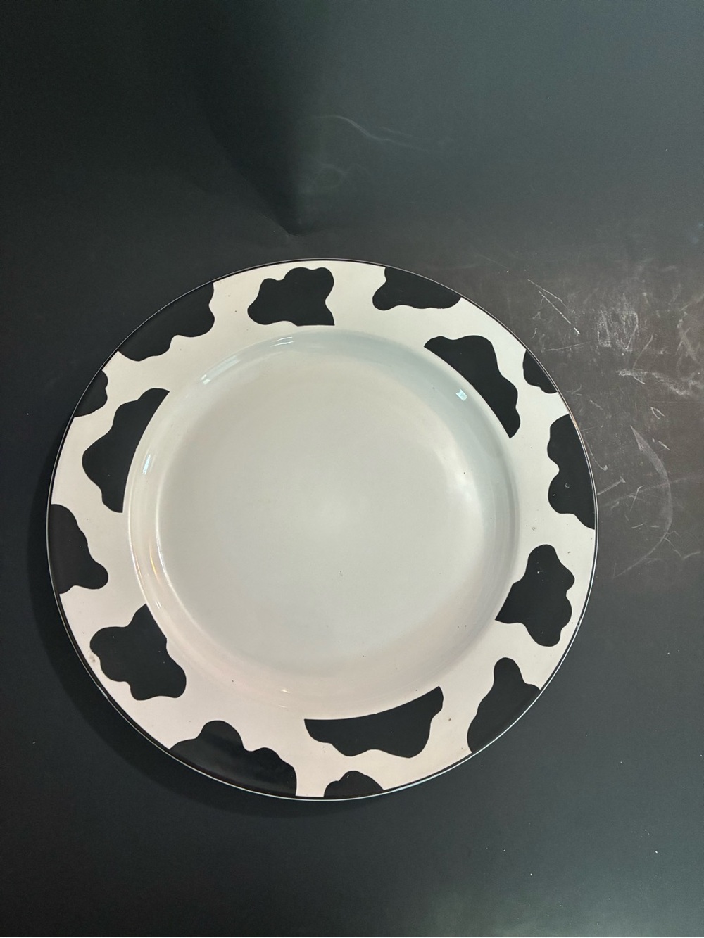 Discontinued Black & White Cow Print Dinner Plate - Tienshan